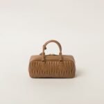 Arcadie Matelassé Large Soft Lamb Leather Handbag caramel color