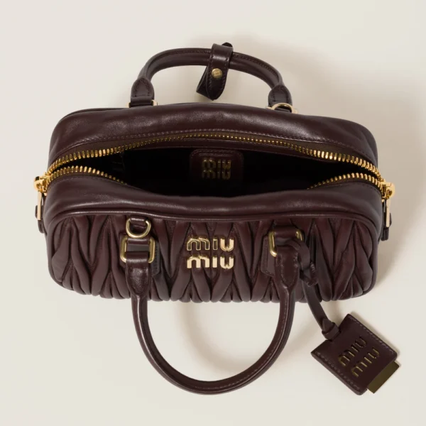 Arcadie Matelassé Small Soft Lamb Leather Handbag Shrubby Oak Color
