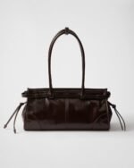 Prada Bonnie Medium Leather Handbag Dark brown