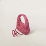 Wander Matelassé Soft Lamb Nappa Small Crescent Moon Bag Peach Blossom Pink